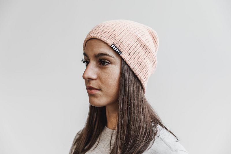 Pink Nobull Waffle Beanie Men's Hats | CA L1617I